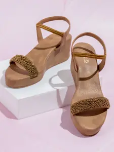 Inc 5 Women Embellished Open Toe Wedge Heel Sandals