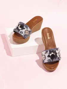 Inc 5 Women Embellished Open Toe Wedge Sandals