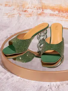 Inc 5 Women Embellished Open Toe Block Heel Sandals
