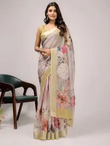 RACHNA Floral Printed Zari Saree