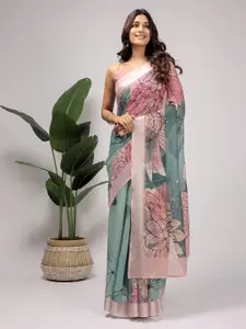 RACHNA Floral Printed Zari Saree