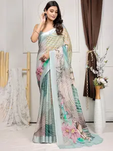 RACHNA Floral Printed Zari Saree