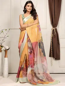 RACHNA Floral Printed Zari Saree