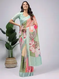 RACHNA Floral Printed Zari Saree