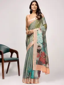 RACHNA Floral Printed Zari Saree