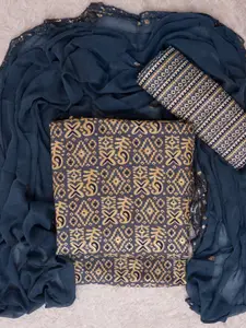 ASISA Floral Printed Sequinned Foil Unstitched Dress Material