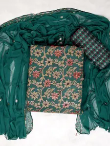 ASISA Floral Printed Sequinned Foil Unstitched Dress Material