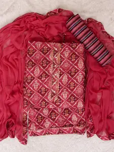 ASISA Floral Printed Gotta Patti Unstitched Dress Material