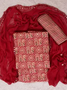 ASISA Geometric Printed Sequinned Unstitched Dress Material