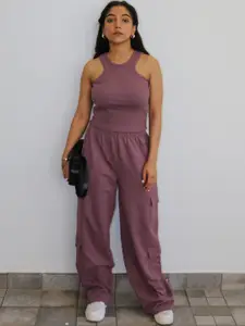 Obleka Sleeveless Crop Top With Cargo Trousers Co-Ords
