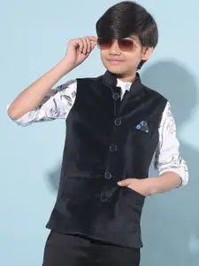 Crimsoune Club Boys Mandarin Collar Sleeveless Nehru Jacket