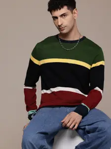 Roadster Men Colourblocked Acrylic Pullover