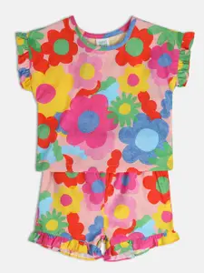 MINI KLUB Girls Floral Printed Top with Shorts