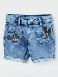 Juniors by Lifestyle Girls Washed Denim Shorts With Button Closure