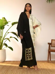 Masaba Print Kimono Sleeve Crepe Kaftan Maxi Dress