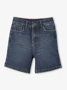Ed-a-Mamma Boys solid Washed Denim Shorts With Button Closure