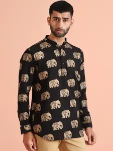 KISAH Men Yoke Design Thread Work Anarkali Short Kurta