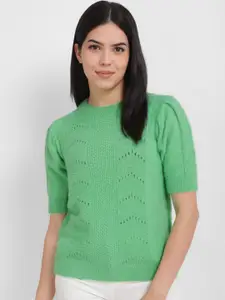 Allen Solly Woman Open Knit Self Design Pure Acrylic Pullover