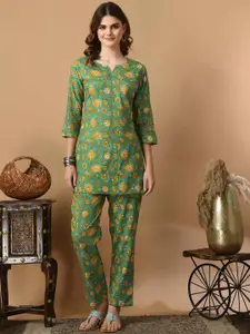 DHANOTA Floral Printed Pure Cotton Night suits