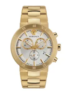 Versace Men Brass Embellished Dial & Stainless Steel Bracelet Style Straps Analogue Watch VEPY00820