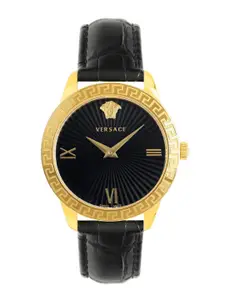 Versace Women Brass Dial & Leather Straps Analogue Watch VEVC00319