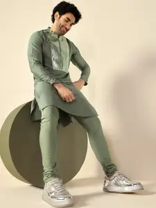 KISAH Mandarin Collar Straight Kurta with Churidar