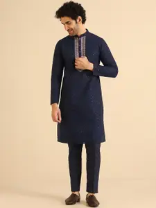 KISAH Ethnic Motifs Embroidered Regular Sequinned Kurta With Trousers