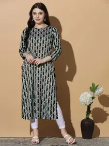 FASHION DREAM Striped Round Neck Straight Kurta