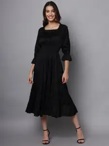 Eavan Bell Sleeve Fit & Flare Midi Dress