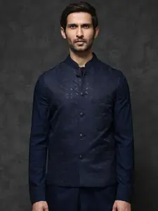 RARE RABBIT Men Medo-B1 Embroidered Nehru Jacket