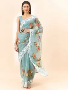 all about you Floral Embroidered Organza Saree