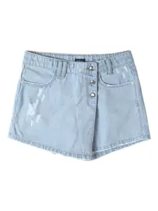 Allen Solly Junior Girls Solid Denim Shorts With Button Closure