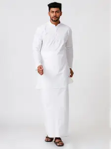 Ramraj Mandarin Collar Pure Cotton Kurta With Dhoti