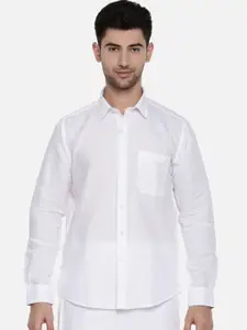 Ramraj Spread Collar Tailored Fit Pure Cotton Casual Shirt