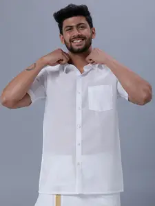 Ramraj Spread Collar Pure Cotton Casual Shirt