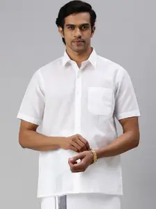 Ramraj Spread Collar Pure Cotton Casual Shirt