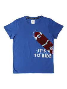 Allen Solly Junior Boys Typography Printed Applique T-shirt