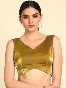 Soch Gold-Toned V-Neck Tissue Saree Blouse