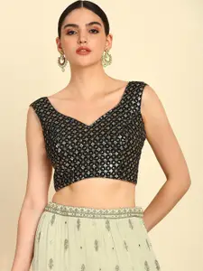 Soch Embellished Georgette Sequined Saree Blouse