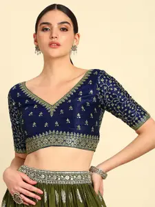 Soch Embroidered V-Neck Saree Blouse