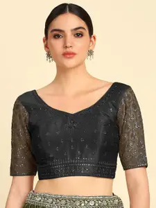 Soch Embroidered V-Neck Sequinned Saree Blouse