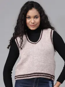 Velvery Acrylic Ribbed Sweater Vest