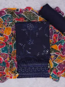 Peachmode Floral Printed Sequinned Unstitched Dress Material