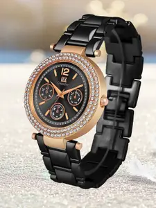 IIK COLLECTION Women Round Dial Stainless Steel Bracelet Style Straps Analogue Watch