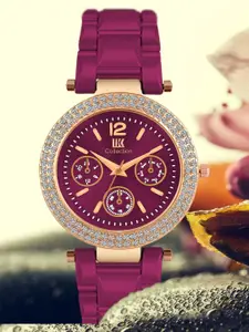 IIK COLLECTION Women Embellished Dial & Stainless Steel Bracelet Style Straps Analogue Watch IIK-3192W