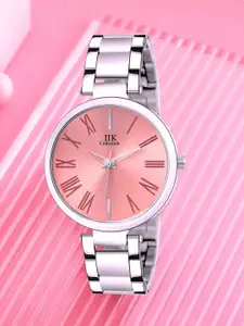 IIK COLLECTION Women Round Dial Stainless Steel Bracelet Style Straps Analogue Watch