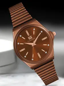 IIK COLLECTION Women Round Dial Stainless Steel Bracelet Style Straps Analogue Watch