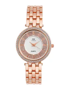 IIK COLLECTION Women Embellished Dial & Stainless Steel Bracelet Style Straps Analogue Watch IIK-1052W