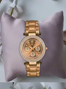 IIK COLLECTION Women Round Dial Stainless Steel Bracelet Style Straps Analogue Watch