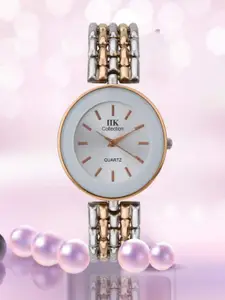 IIK COLLECTION Women Round Dial Stainless Steel Bracelet Style Straps Analogue Watch